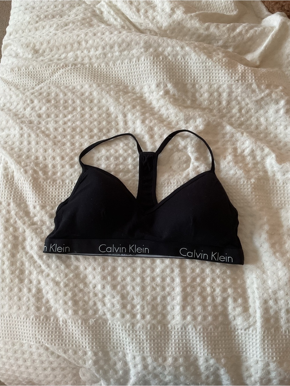 Calvin Klein Black Racerback Bralette with Logo Band